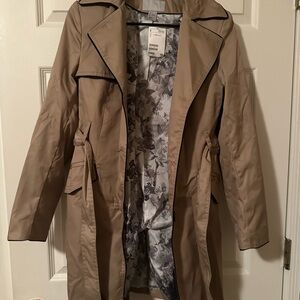 H&M Tan Trench Coat with Floral Lining